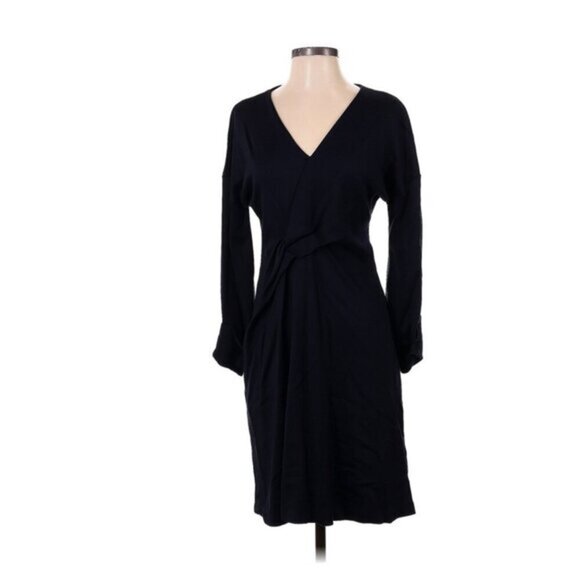 COS Black Viscose Blend Stretch V-neck Long Sleeve Casual Dress Size XS - Picture 1 of 6